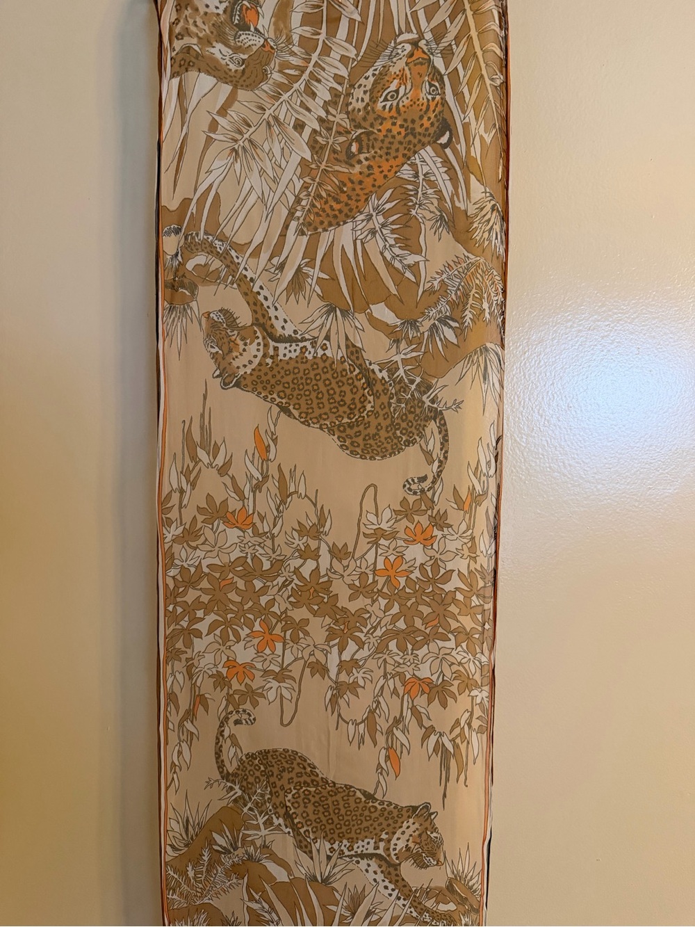 Burmel Handcrafted Silk Scarf in Tan, Orange & Cream - Picture 3 of 3
